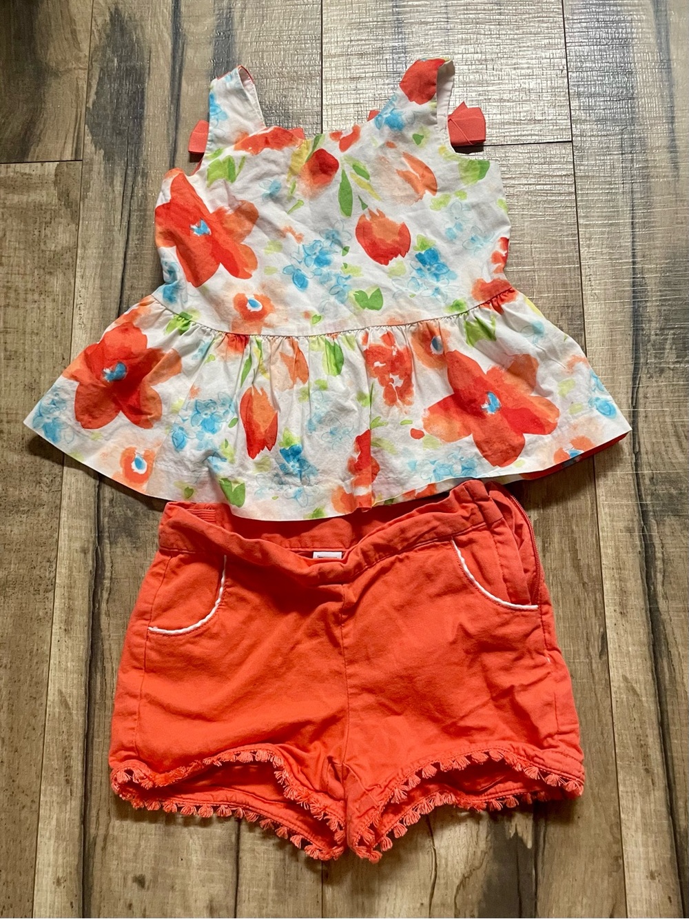 Janie and Jack Coral Floral Tank & Shorts Set - Coral/White/Blue/Green